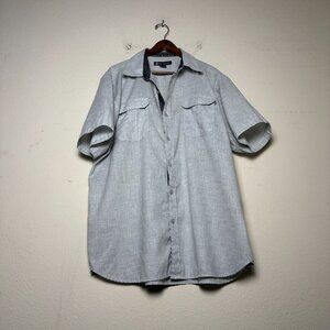 Y2K Rocawear Short Sleeve Casual Shirt Men 3XL Grey Button Up Loose Baggy Fit